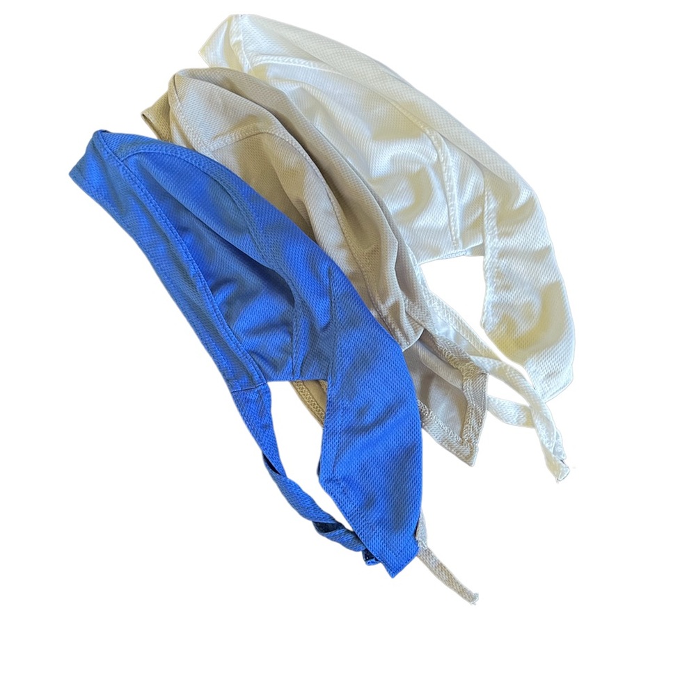 Set of three Durags . Royal blue, gray, white.